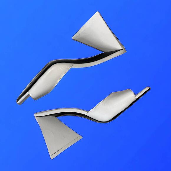 NEW Attico Devon White Sculptural Heel Mules Size 38 - Picture 8 of 14